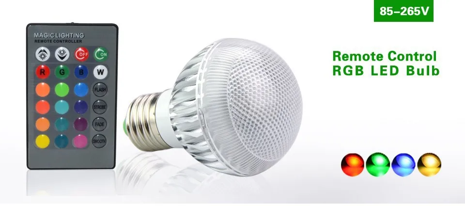 5W RGB E27 LED Lamp Light Led Spotlight Spot Light Bulb16 Color Change Dimmable Lampada led 110v 220v + 24 Key Remote Controller