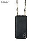 Crossbody Strap PU Leather ID Credit Cards Holder Purse Carry Handsfree Cell Phone Case For iPhone XR