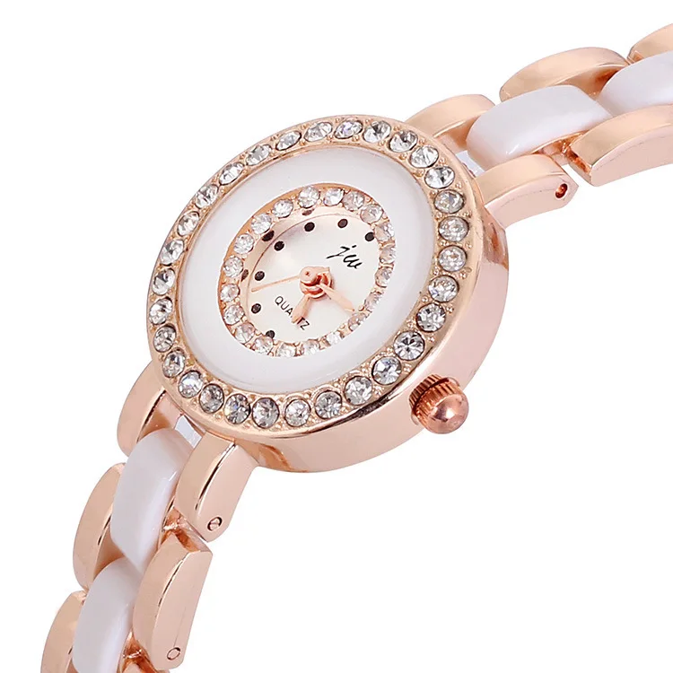 Hot Sale Popular Rhinestone Watches Women White Rose Gold Brand Watches Quartz Lady Fashion Wristwatch Student Best Gift Watches