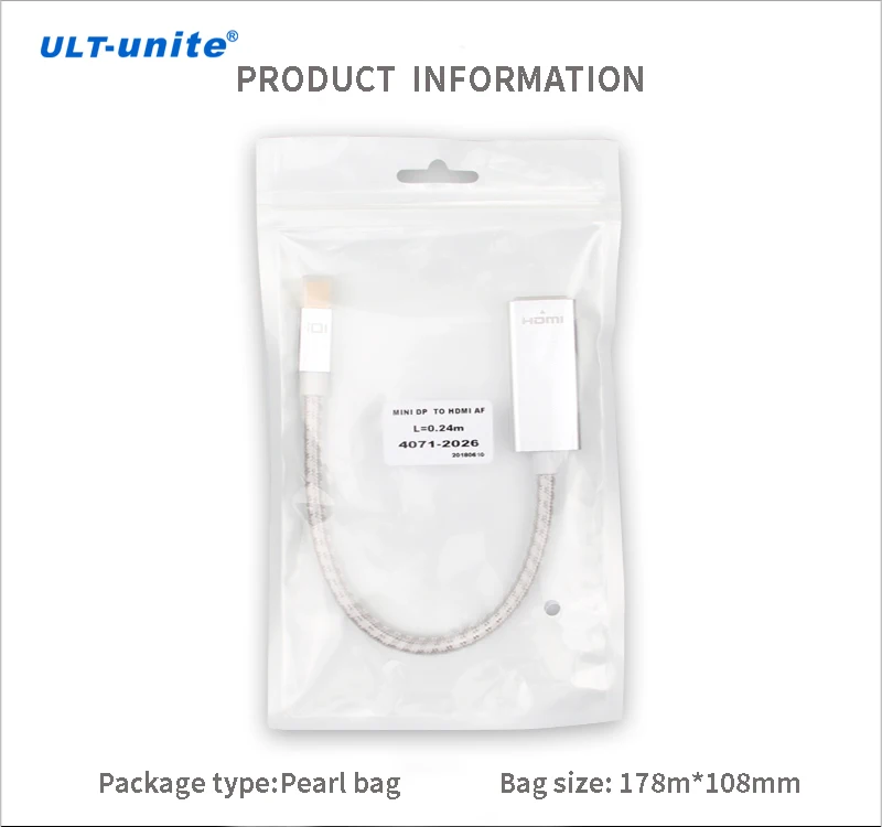 Braided 1080P Mini DisplayPort Male to HDMI Female Adapter Mini DP to HDMI Silver 20cm - ANKUX.COM