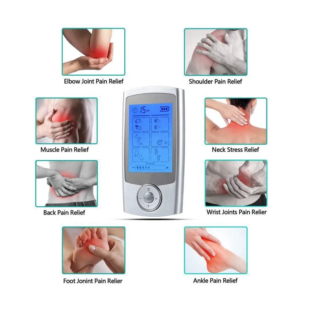 EMS Muscle Stimulator Massager Trainer Electric Dual Channel Output Electrical Nerve Digital Therapy TENS Pain Relief Pad