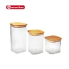 Oven Safe Square Glass Jar With Wood Lid