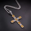 Big Crystal Zirconia Cross Pendant Necklace Men's Hip Hop Jewelry Gold Silver Chain Jewelry Wholesale Price