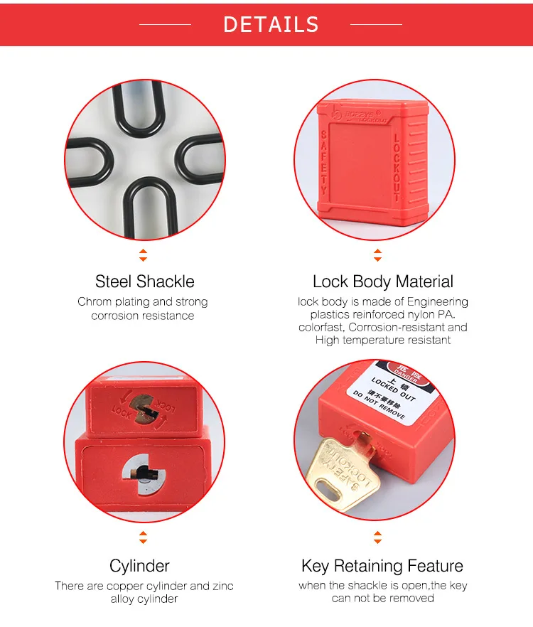 BOZZYS dia 4 mm aluminum shackle small safety padlock with copper cylinder