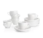 Wholesale cafe hotel home used white espresso cup and saucer porcelain cup and saucer set for custom logo