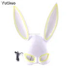 2019 hot sale luminous el wire christmas masquerade mask rabbit ear theme party mask