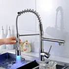 No.K054B Desk Mounted Brushed Kitchen Mixer Tap, Brass LED Kitchen Tap