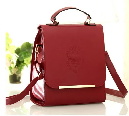 2013 New Arrival Hot sale Faux PU Leather Women Graceful Crown Embossing Pure Color Backpack Wine Red/Black/Pink/Beige/Purple