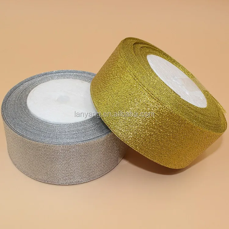 lurex christmas metallic ribbon gold or silver 3mm-40mm