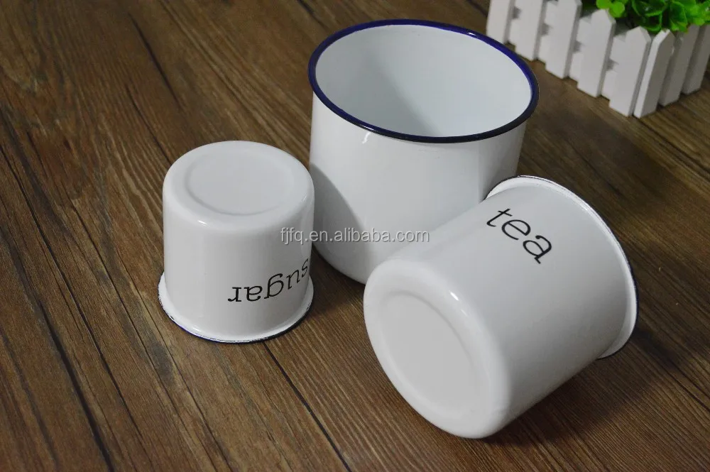 enamel tea coffee sugar canisters