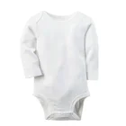 Wholesale 100% cotton baby clothes newborn romper long sleeves plain blank baby bodysuit