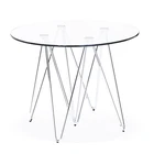 Modern Style Round Side Table Stainless Steel Metal End Table with Tempered Glass Table Top