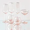 China Factory Gold Rim Pink Red/White Decorative Unique Fancy Wine Glass