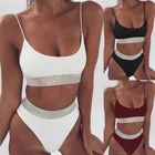 Greenhon Tankinis Swimsuits Women's Swimming Suit Ladies Monokini beachwear Silver Bordered cover up Waist bikinis set