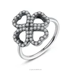 PA7175 925 Sterling Silver Heart-Shaped Petals of Love Ring Ancient Silver Ring