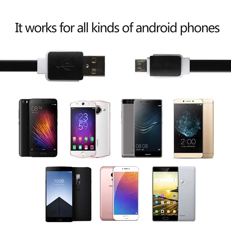 Upgrade chip 2.0 Noodle Micro USB cable for mobile phone used for home/ car/office/ travel - ANKUX.COM