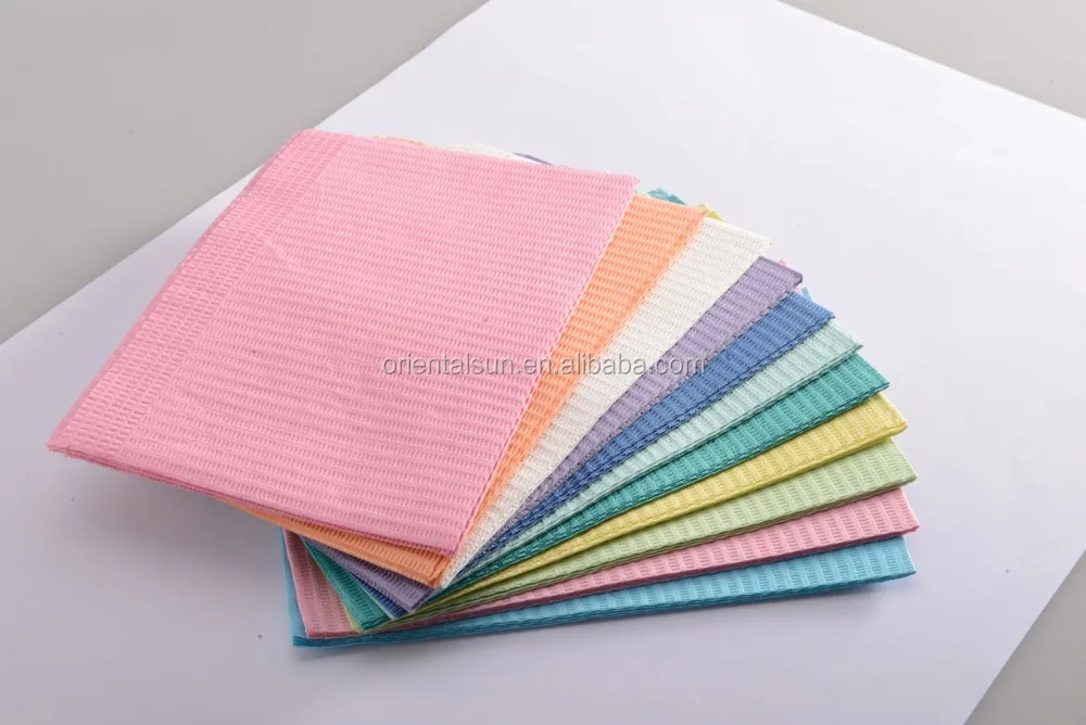 low price disposable colorful 3ply dental bib /patient bib for teeth whitening