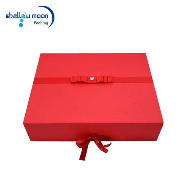 folding cardboard boxes wholesale red paper gift box with ribbon