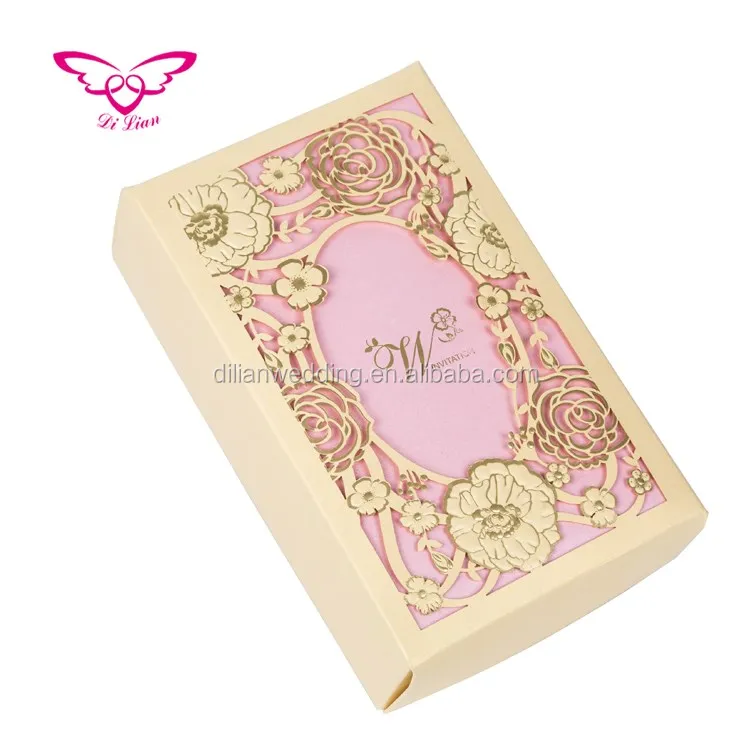 hot sale nice laser cut lace flower paper wedding box wedding