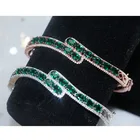 Hight quality rose gold good luck emerald zircon 925 sterling silver bracelet bangle woman