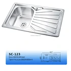123 CLASIKAL sanitary ware stainless steel kitchen sink with drain board