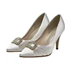 china wholesale buckled sexy ladies low heel ivory bridal wedding shoe