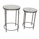 Round Marble Face Iron Feet Two Sets End Side Table