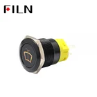 16mm black body 12v 24v 48v 110v 220v red green blue orange white led push button momentary with power logo