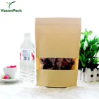 Color Zipper Stand Up Bag Flat Handle Kraft Food Package Paper Coffee Bag