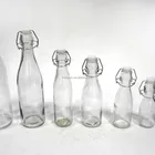 Round Clear Glass Bottle with Clip Top Cap Flip Top Jars for Beverage