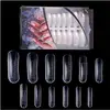 240pcs/box Poly Gel False Nail Tips Clear French Full Cover Acrylic Nails Mold with Scale Tools Nail Art Tips Model