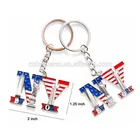 Engraved Statue of Liberty USA Flag Colors Keychain Customized New York City Souvenir Keychains