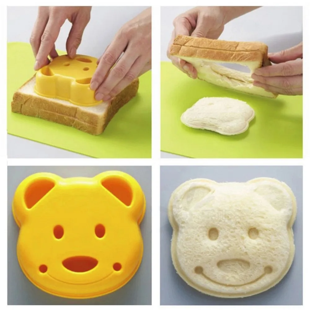 2015 new Home DIY Cookie Cutter Plastic Sandwich Toast Bread Mold Maker Cartoon Bear cake mold cooking tools