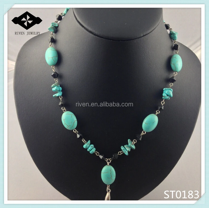 ST0183 New Style Natural Turquoise Stone Necklace.jpg