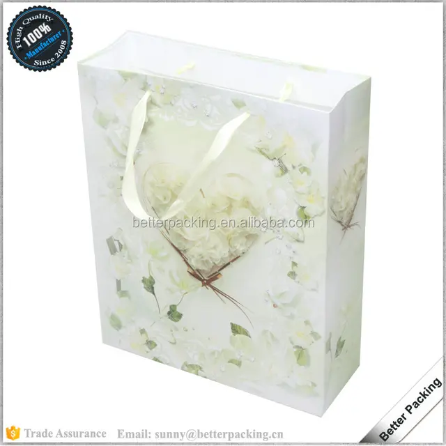 retail flower printing art paper gift packaging shopping bag
