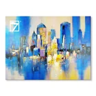 Abstract City in Blue Oil Painting on Canvas for Bedroom Living Room Sofa