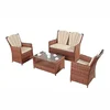 All-weather french style 4 seater outdoor sofa set wicker ratan modern hotel furniture