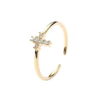 Opening Micro Pave Zircon Sideways Cross Rings Religious Ring Women European style Jewelry K753