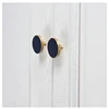 Brass With Leather Round Furniture Cabinet knob Kitchen Drawer Pull Handles Knobs