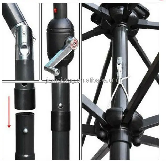 9 'solar Luz De Patio Al Aire Libre Paraguas Con Manivela Solar Powered