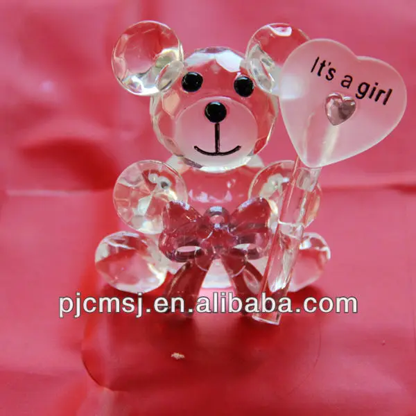 lovely teddy bear cute crystal bear,glass animal figurines for