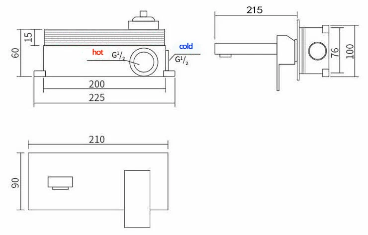 Single Handle Wall Mount Basin Mixer Taps Brushed Gold Faucets Bathroom
