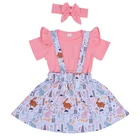 Girls Clothing Sets New Style Pink T Shirt And Print Dress Two Pieces Set Outfit For Baby Girl