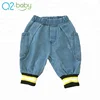 Spring new solid color boys baby jeans infant thread shrinkage denim trousers 2119