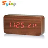 Updated Brighter Modern Triangle MDF Wood LED Alarm Digital Desk Clock Thermometer Classical Calendar clock