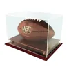 Deluxe Versatile UV Acrylic Sports Products Display Box Risers Stand Football Display Case with Wooden Base