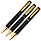 Black Metal Twist-Type Ballpoint Pen With Gold Clip