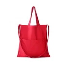 Wholesale Custom Cloth Bag Red Folding Canvas Cotton Bag With Small Pocket Logo Printing