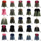 Wholesale Unisex faux rabbit fur Liner Raccoon Fur Collar Hooded Fur Parka Washing Resistant Mujer Coat