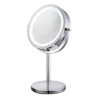 Double Side Makeup Round Jewelry Selling Two-way Table Rattan make up Mirror With Led light